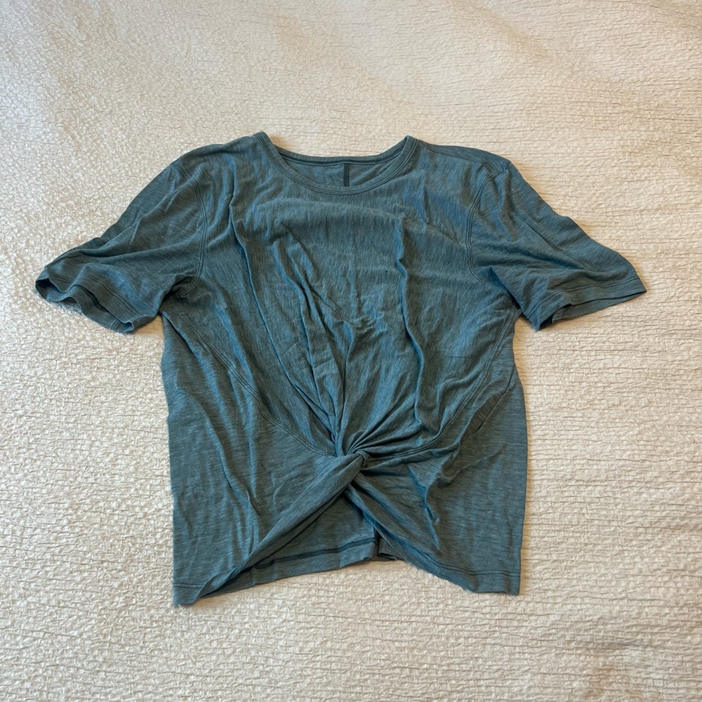 Lululemon Athletica Blue Tie Front Short Sleeve T-Shirt